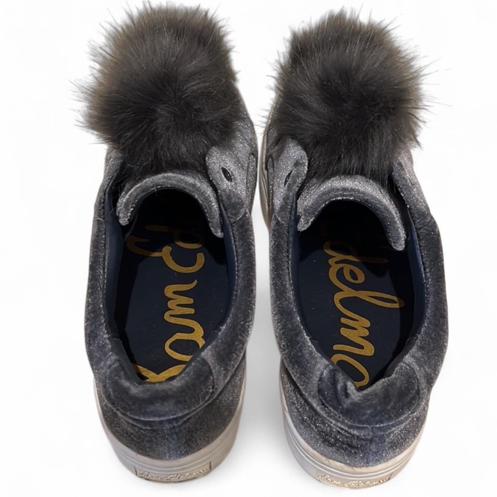 Sam Edelman Leya Velvet Faux Fur Slip On Sneakers Gray 7.5 - Picture 7 of 8